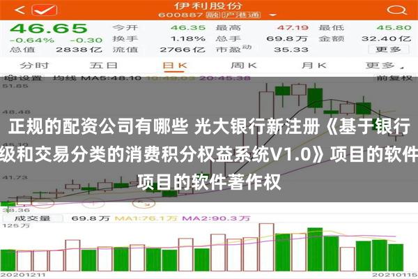 正规的配资公司有哪些 光大银行新注册《基于银行客户等级和交易分类的消费积分权益系统V1.0》项目的软件著作权