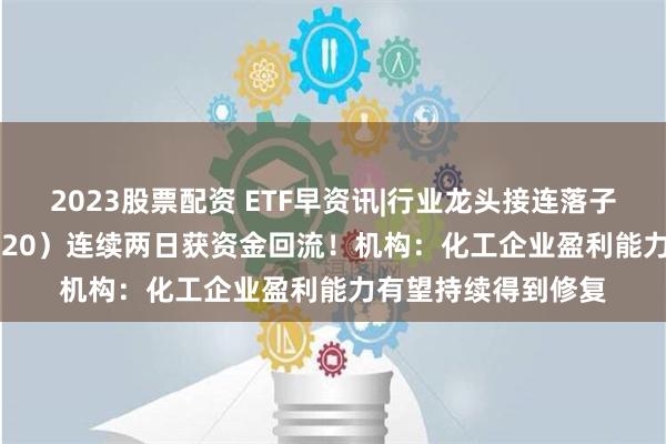 2023股票配资 ETF早资讯|行业龙头接连落子，化工ETF（516020）连续两日获资金回流！机构：化工企业盈利能力有望持续得到修复