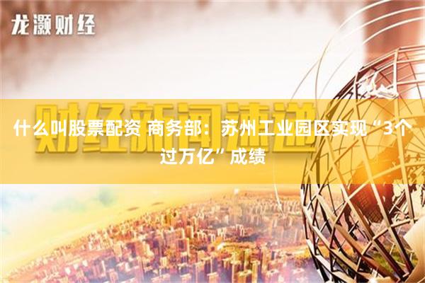 什么叫股票配资 商务部：苏州工业园区实现“3个过万亿”成绩