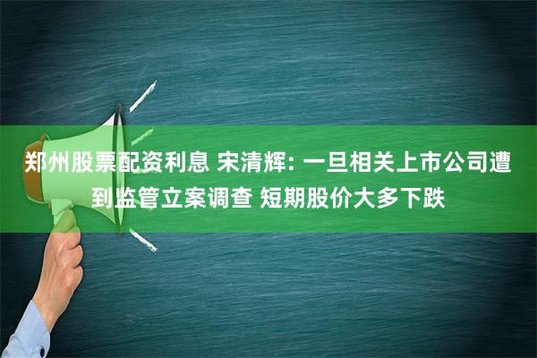 郑州股票配资利息 宋清辉: 一旦相关上市公司遭到监管立案调查 短期股价大多下跌